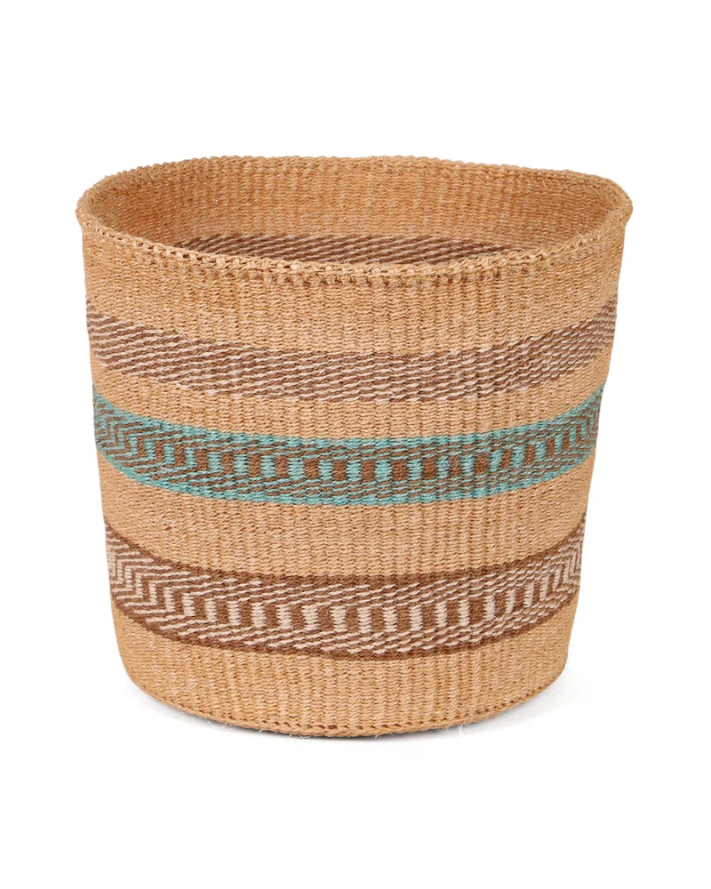 NDEGE: Natural, Turquoise and Brown Sisal Basket