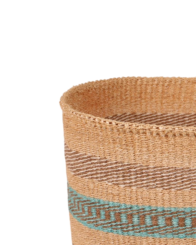 NDEGE: Natural, Turquoise and Brown Sisal Basket