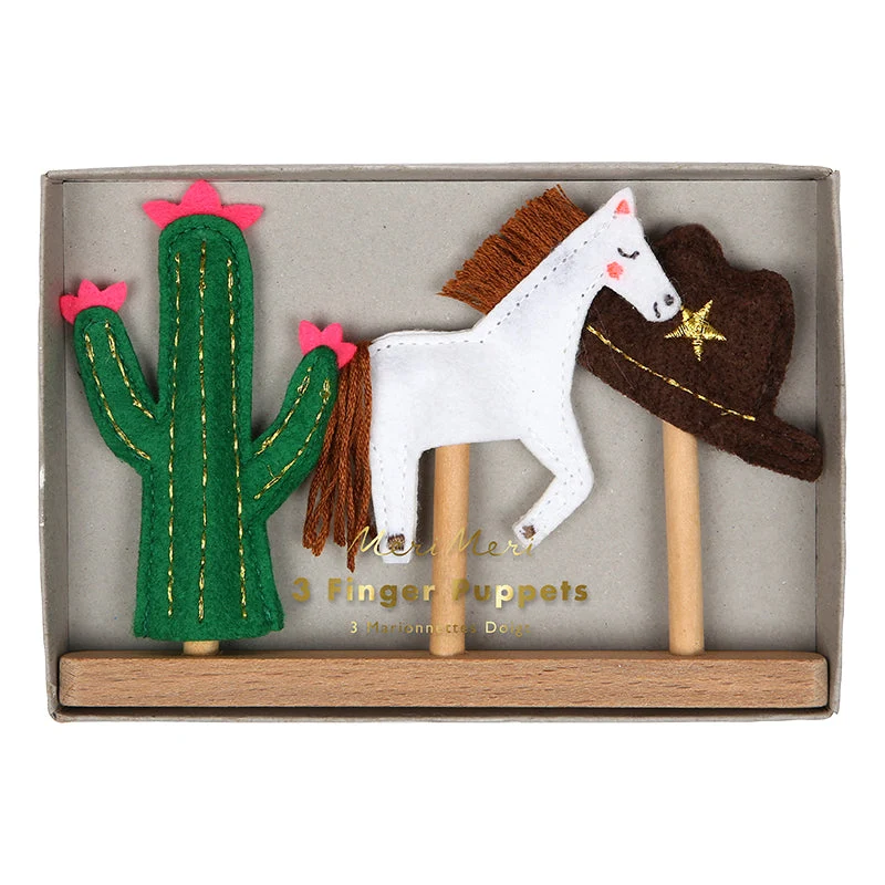 Wild West bestickte Fingerpuppen Set 3 Stück