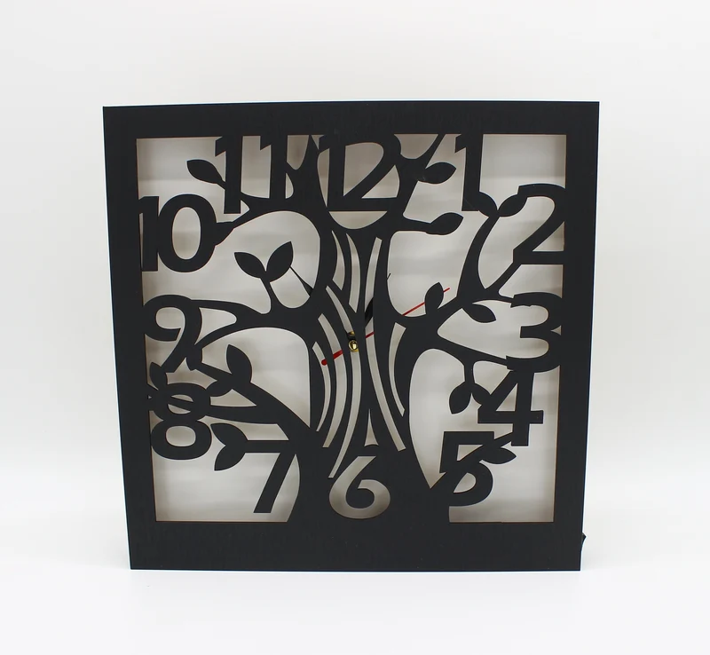 Holz LED Wanduhr "Baum", Wohn-Accessoire, Deko, Stimmungslicht, Design Wandobjekt
