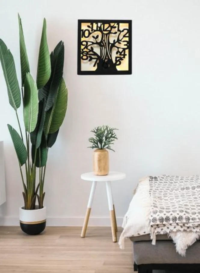 Holz LED Wanduhr "Baum", Wohn-Accessoire, Deko, Stimmungslicht, Design Wandobjekt