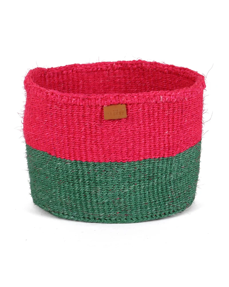 HIJI: Pink and Green Colour Block Basket