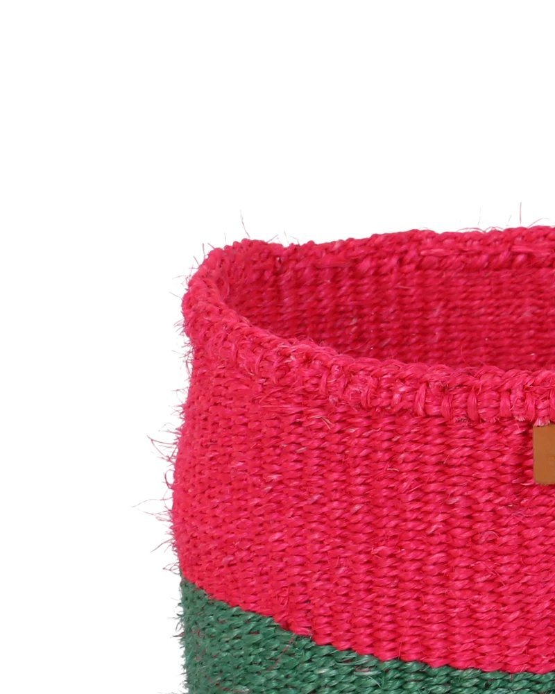 HIJI: Pink and Green Colour Block Basket
