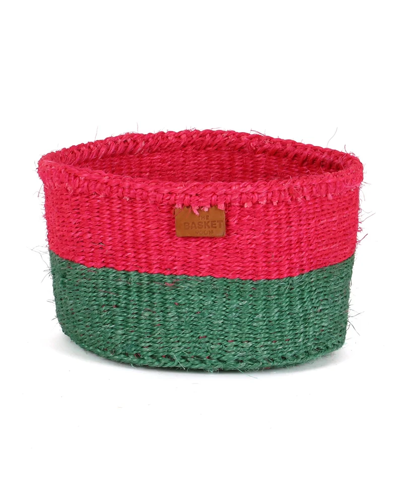 HIJI: Pink and Green Colour Block Basket