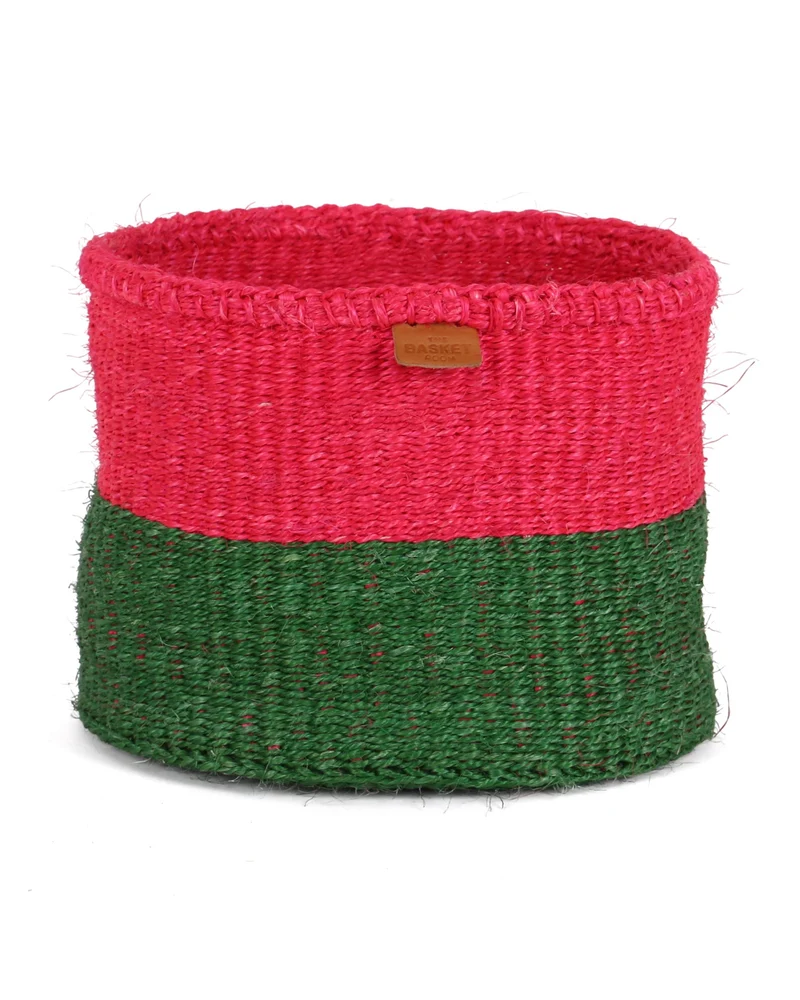 HEKIMA: Pink and Green Colour Block Basket