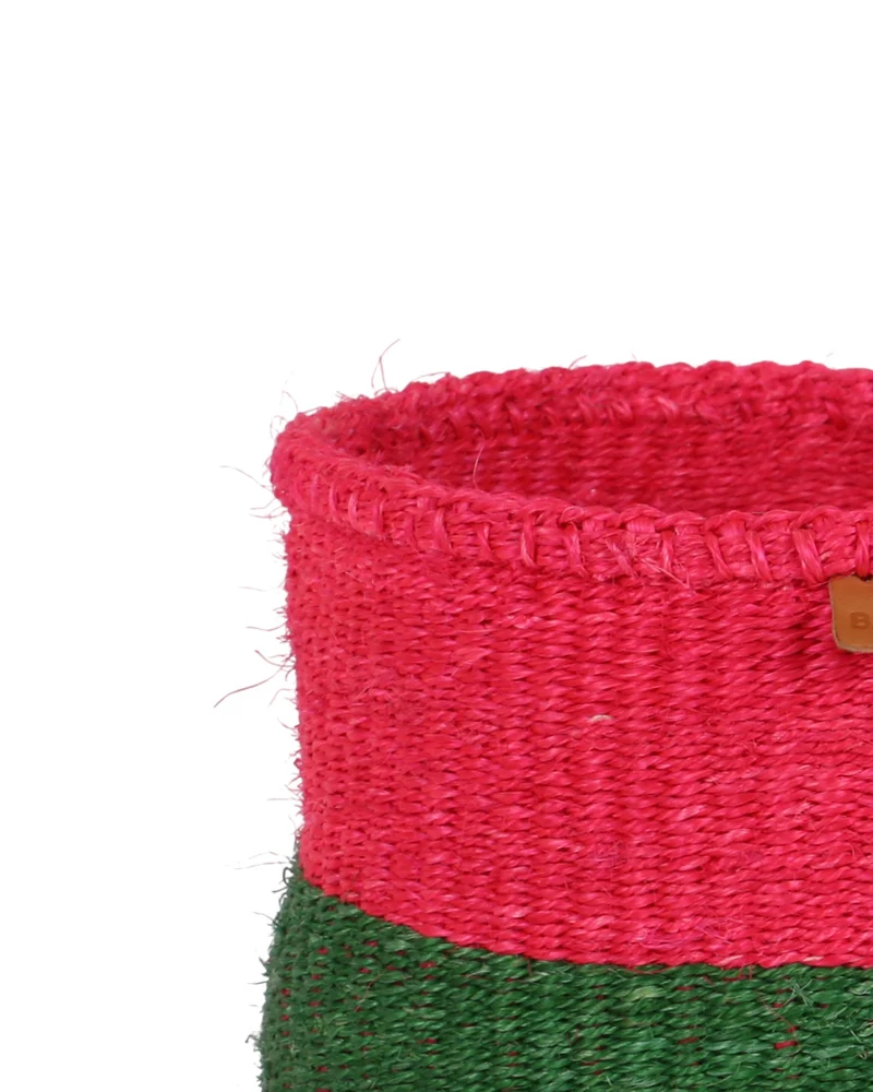 HEKIMA: Pink and Green Colour Block Basket
