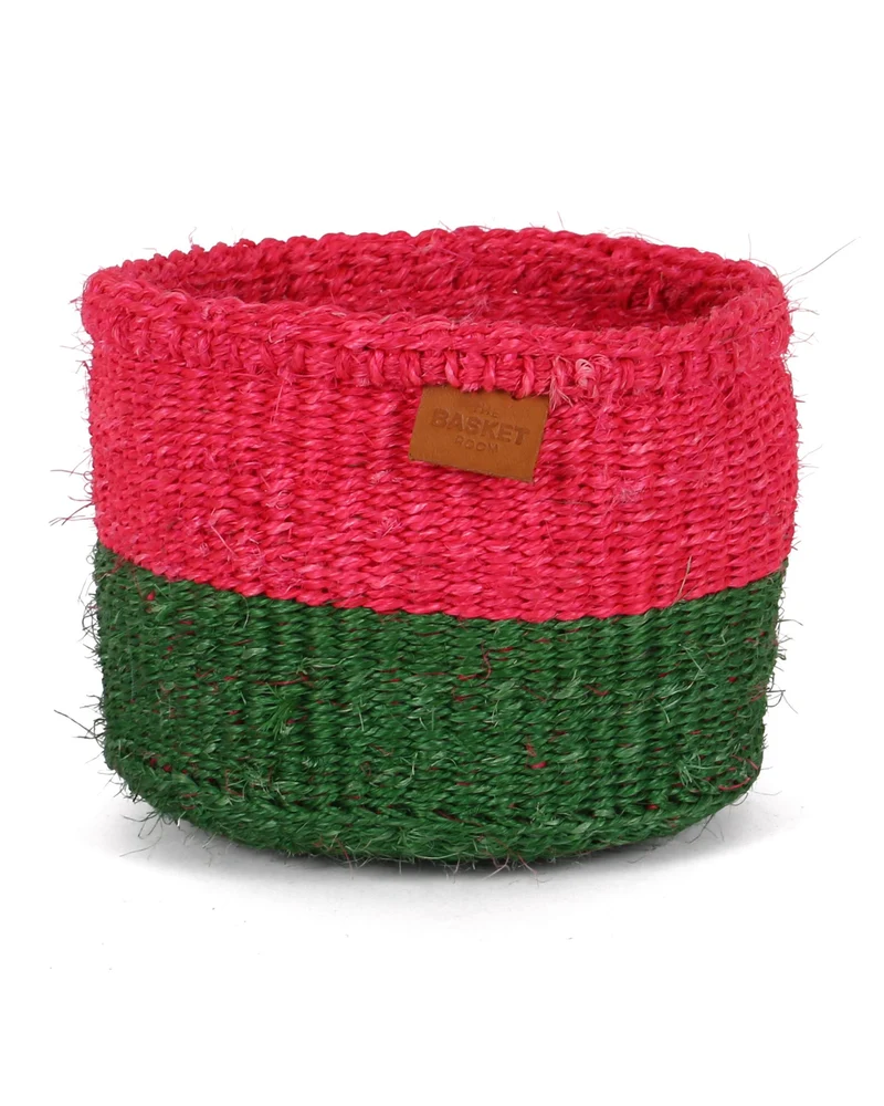 HEKIMA: Pink and Green Colour Block Basket