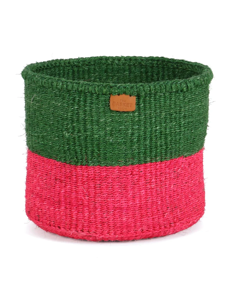 GOROFA: Green and Pink Colour Block Basket