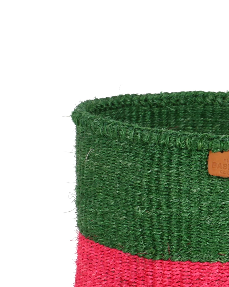 GOROFA: Green and Pink Colour Block Basket