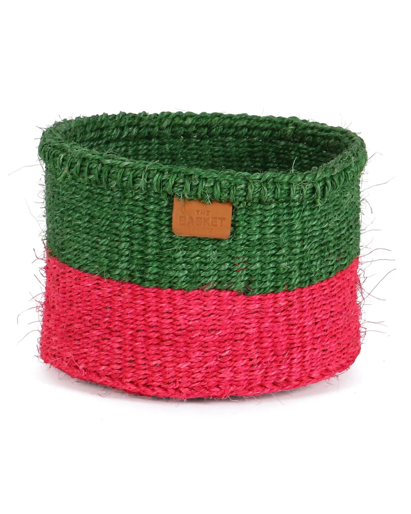 GOROFA: Green and Pink Colour Block Basket