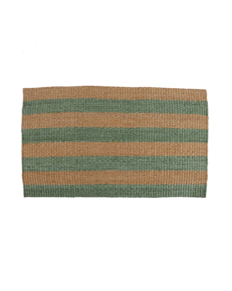 LENGO: Green & Brown Woven Sisal Doormat