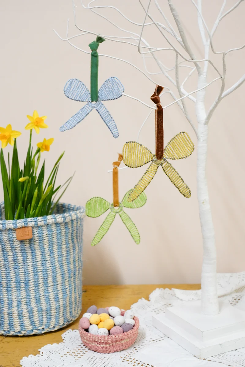 HAKI: Blue Hand-beaded Pastel Bow-Shaped Decoration
