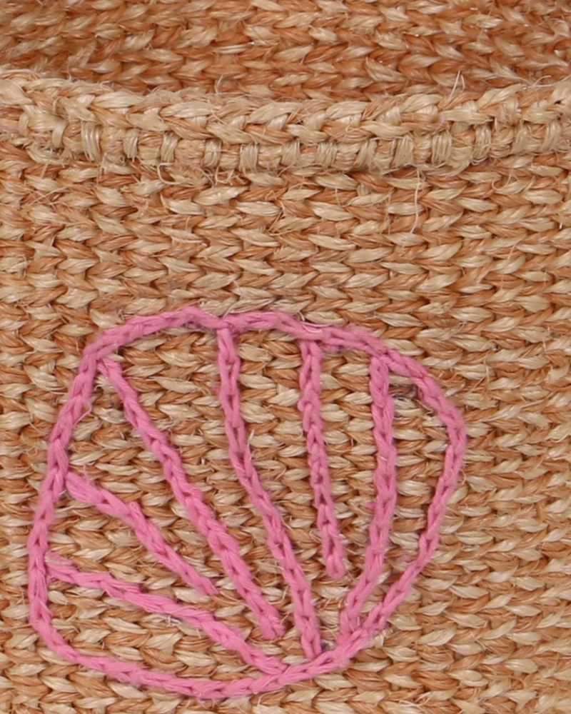 SABA: Shell - Pink Embroidered Sisal Basket