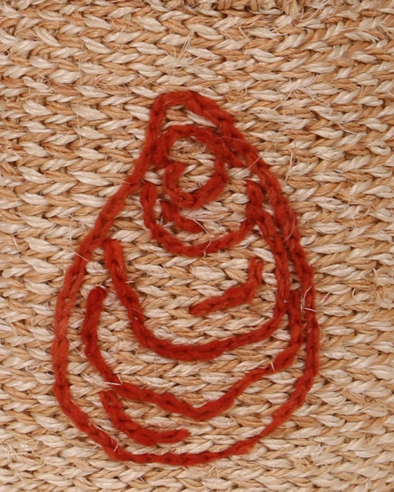 RAHA: Shell- Brown Embroidered Sisal Basket