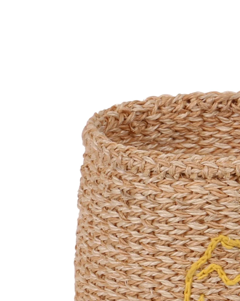 RAFIKI: Shell- Yellow Embroidered Sisal Basket