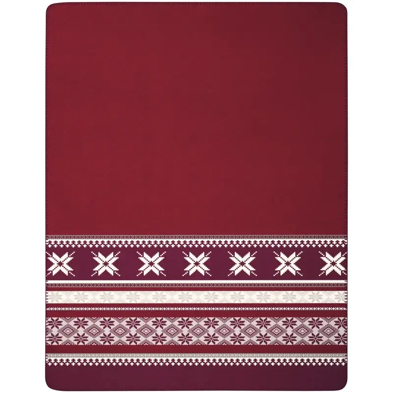 Kuscheldecke mit Schneeflocken - Rot/Weiß Nordic Knit