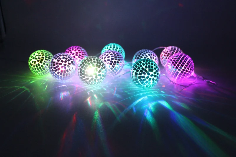 LED Lichterkette "Discokugeln", 10flammig, Party- und Geburtstagsdeko, Lichtshow, Leuchteffekte