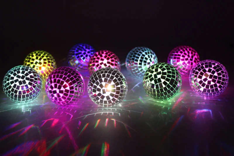 LED Lichterkette "Discokugeln", 10flammig, Party- und Geburtstagsdeko, Lichtshow, Leuchteffekte