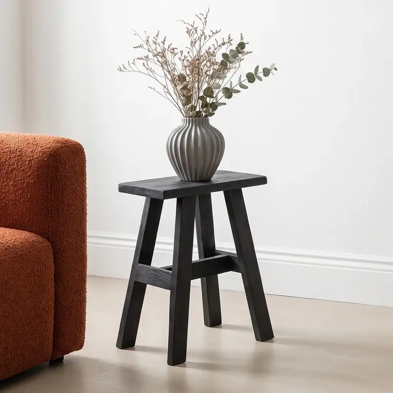 Beistellhocker Holz schwarz – Factory