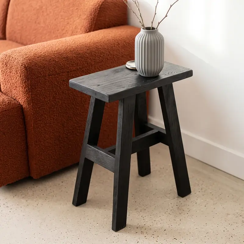 Beistellhocker Holz schwarz – Factory