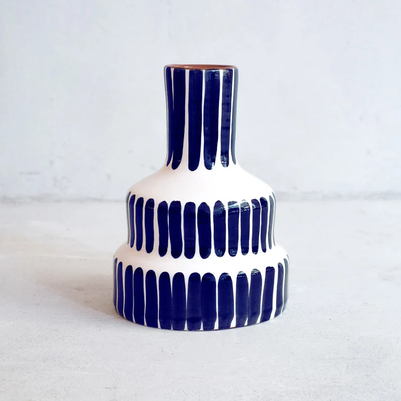 Große gestufte Vase in Blau