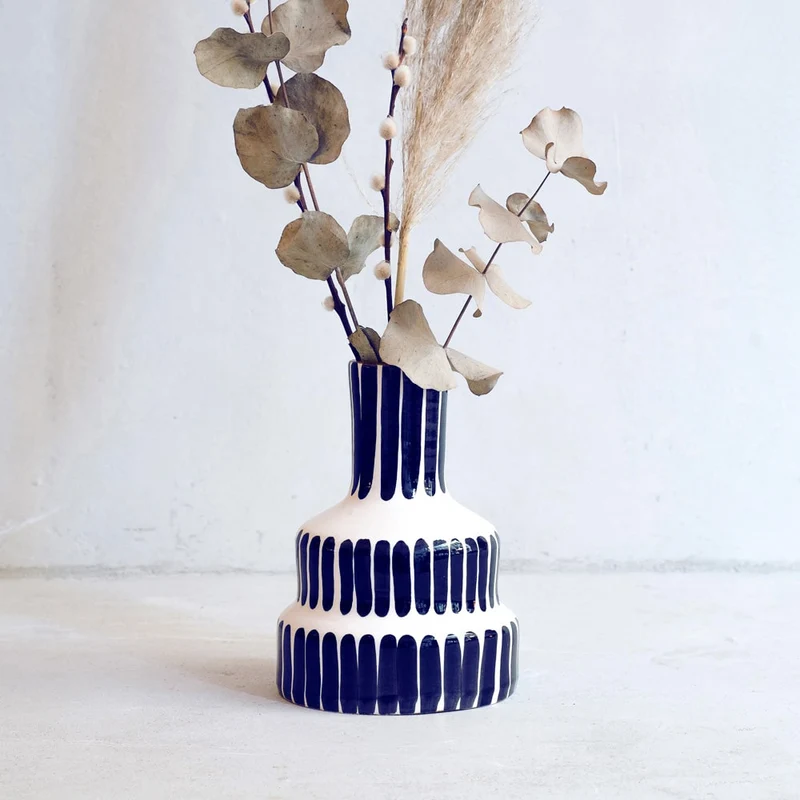 Große gestufte Vase in Blau