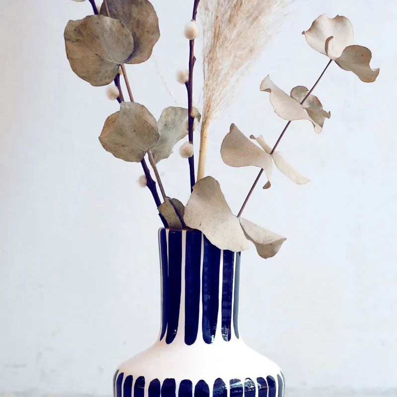 Große gestufte Vase in Blau
