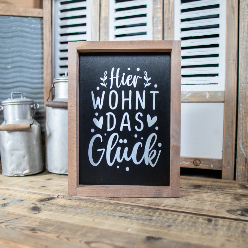 Black Edition | Landhaus Schild | Hier wohnt das Glück