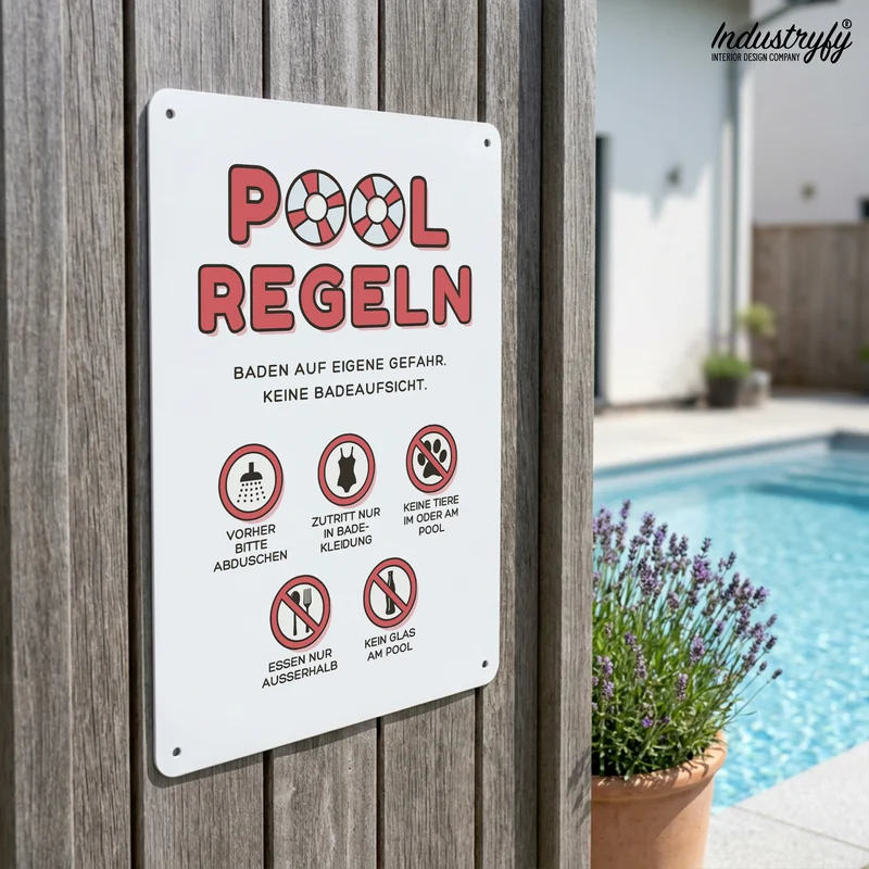 Metallschild | Pool Regeln No4