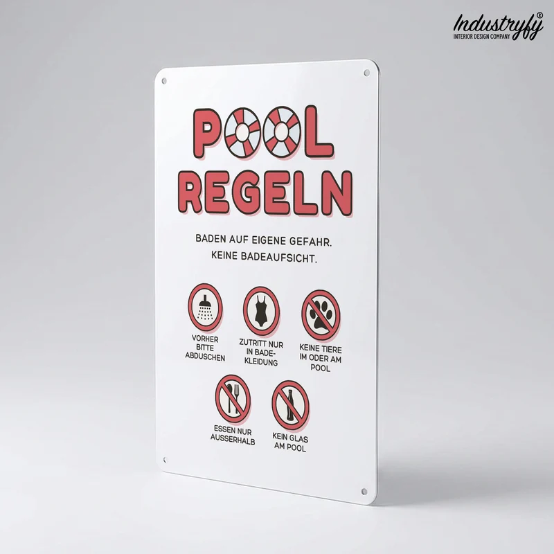 Metallschild | Pool Regeln No4
