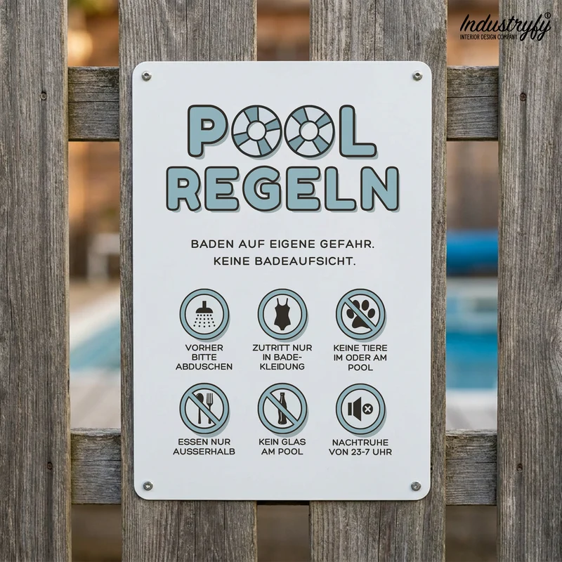 Metallschild | Pool Regeln No3