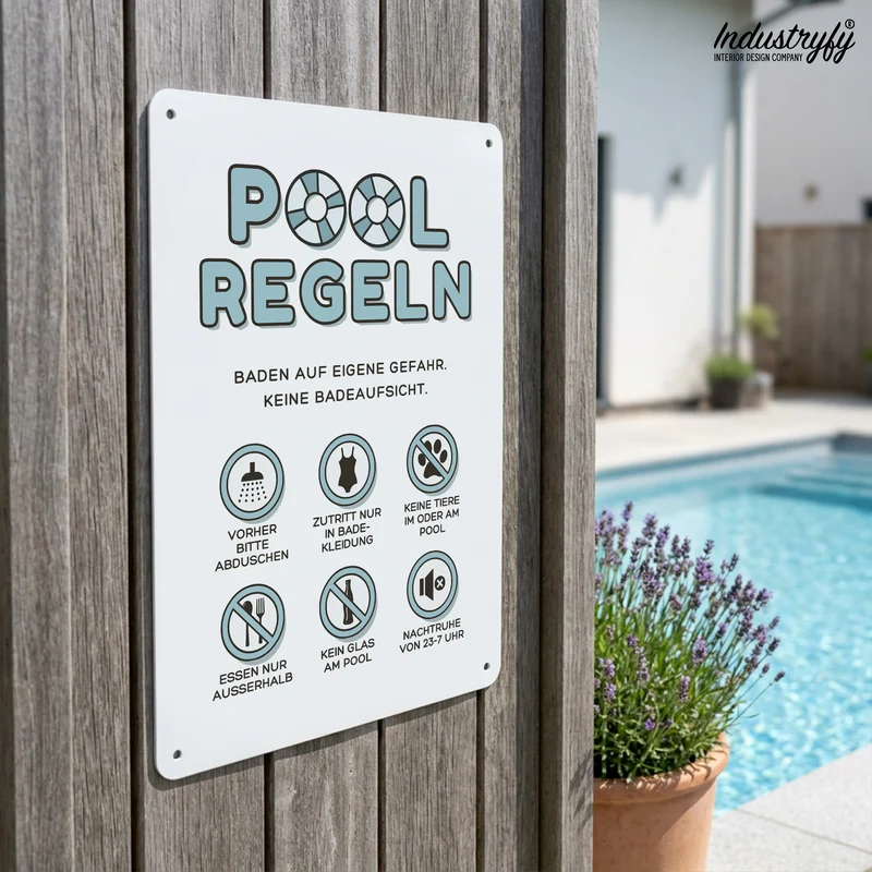 Metallschild | Pool Regeln No3
