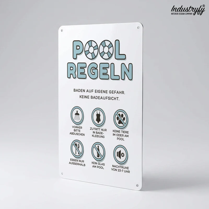 Metallschild | Pool Regeln No3