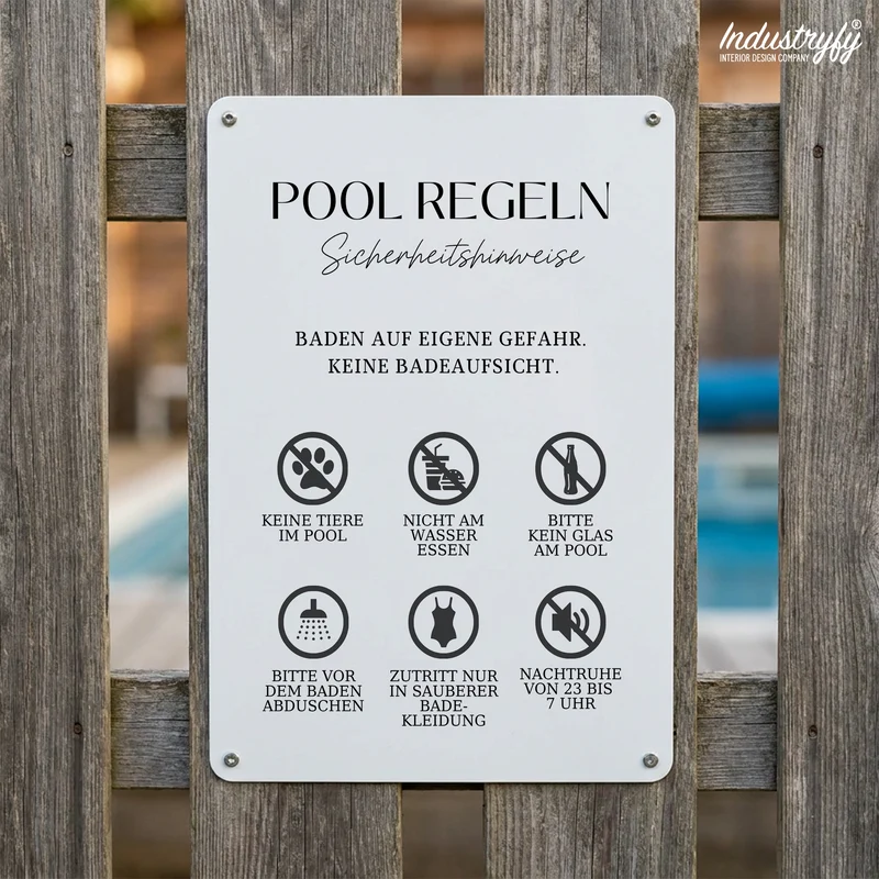 Metallschild | Pool Regeln No2