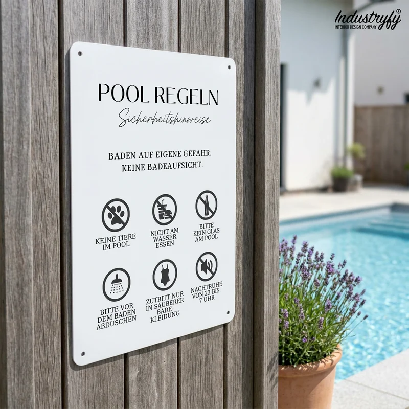 Metallschild | Pool Regeln No2