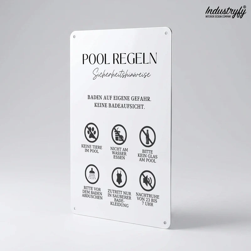 Metallschild | Pool Regeln No2
