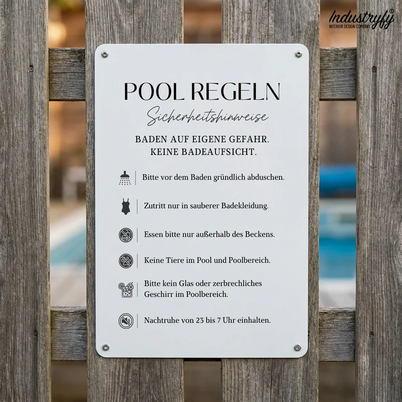 Metallschild | Pool Regeln No1