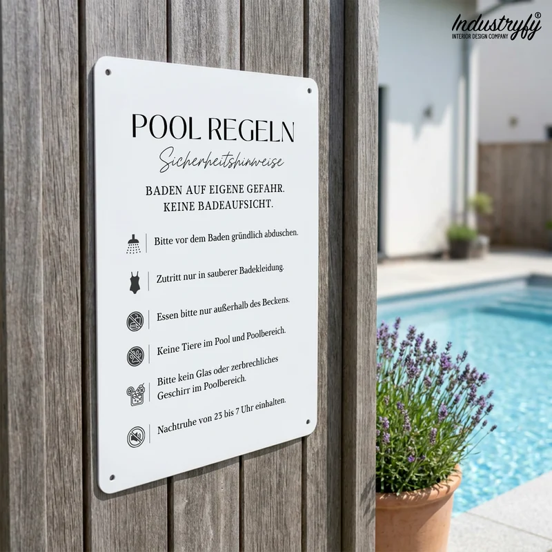Metallschild | Pool Regeln No1