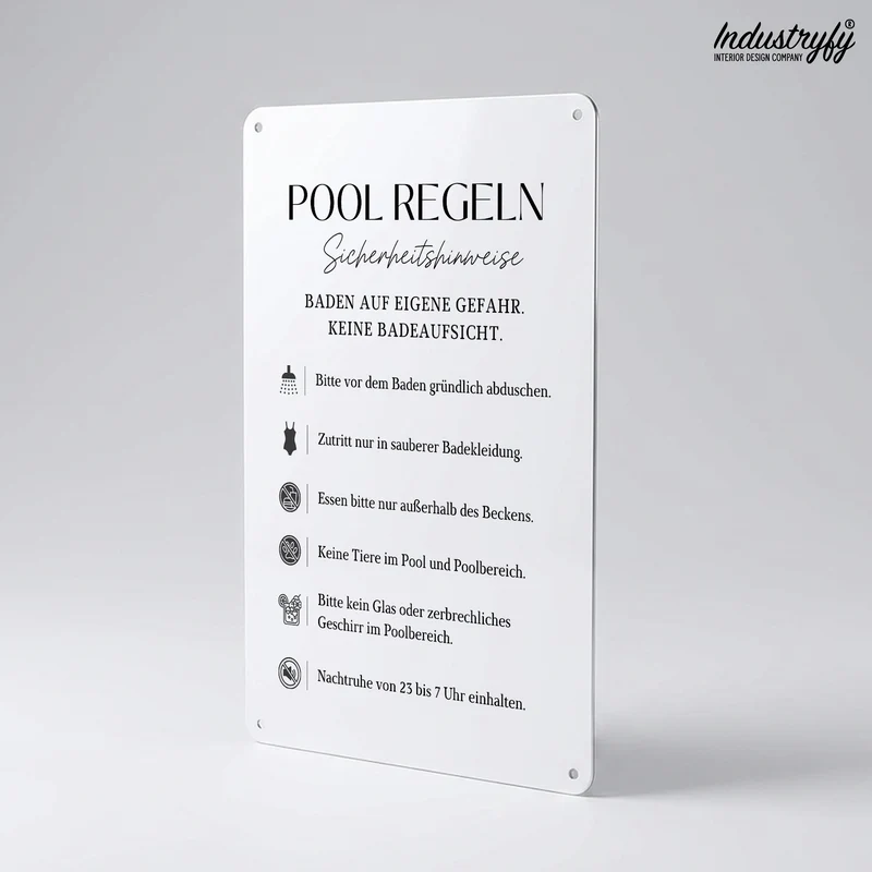 Metallschild | Pool Regeln No1