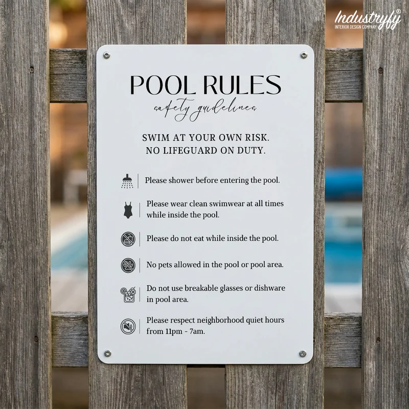 Metallschild | Pool Rules No1