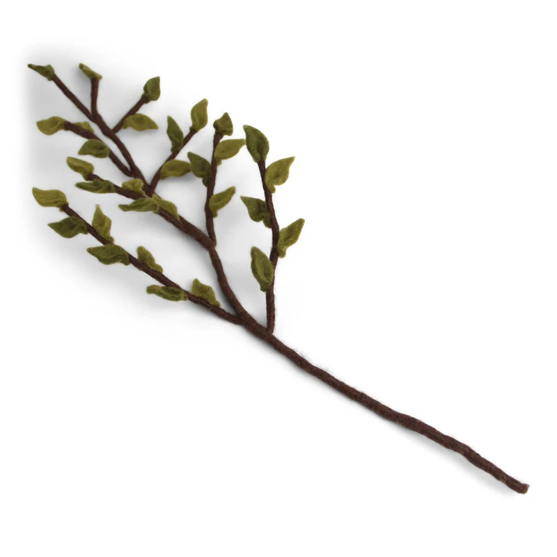 Zweig mit grünen Blätter Filzblume Grün 60 cm