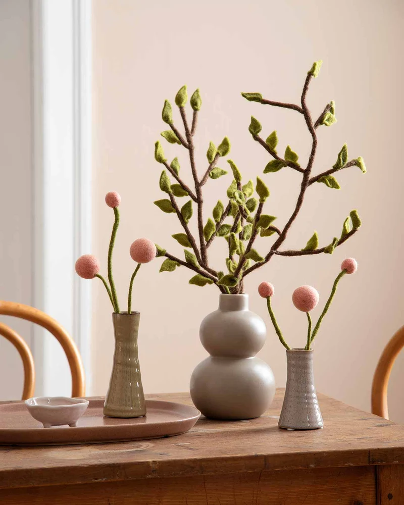 Zweig mit grünen Blätter Filzblume Grün 60 cm
