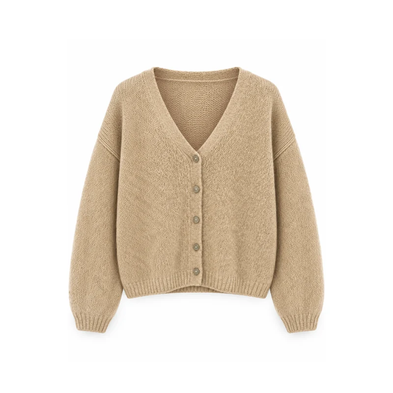 Strickjacke - MINNA - Mohair Wolle - beige