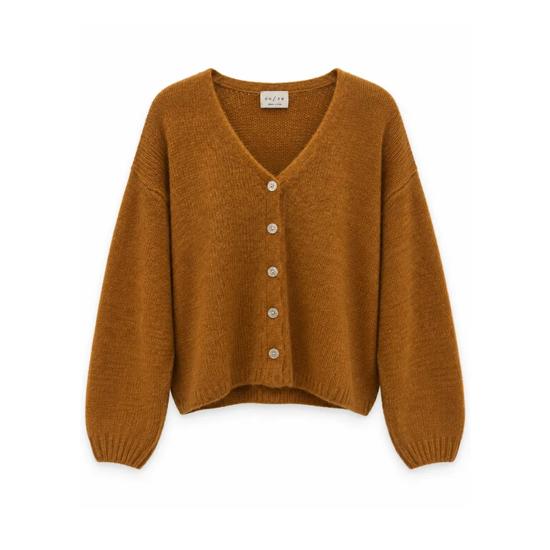 Strickjacke - MINNA - Mohair Wolle - senfgelb