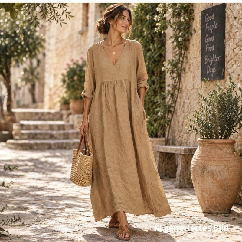 Leinenkleid - 100% Leinen - beige natur