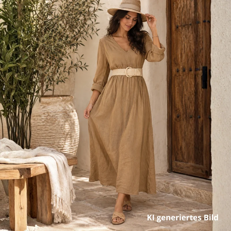 Leinenkleid - 100% Leinen - beige natur