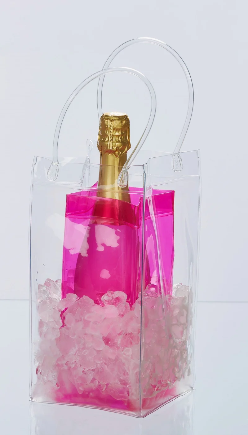 Flaschenkühler Eistasche, Weinkühler, Getränkekühler Garten, Sektkühler, 2er Set, pink
