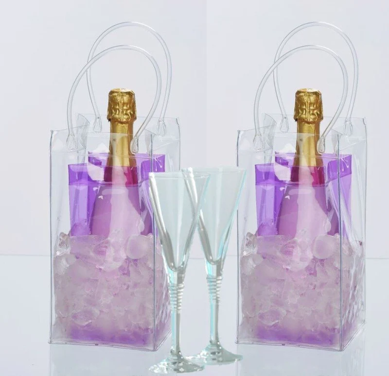 Flaschenkühler Eistasche, Weinkühler, Getränkekühler Garten, Sektkühler, 2er Set, lila