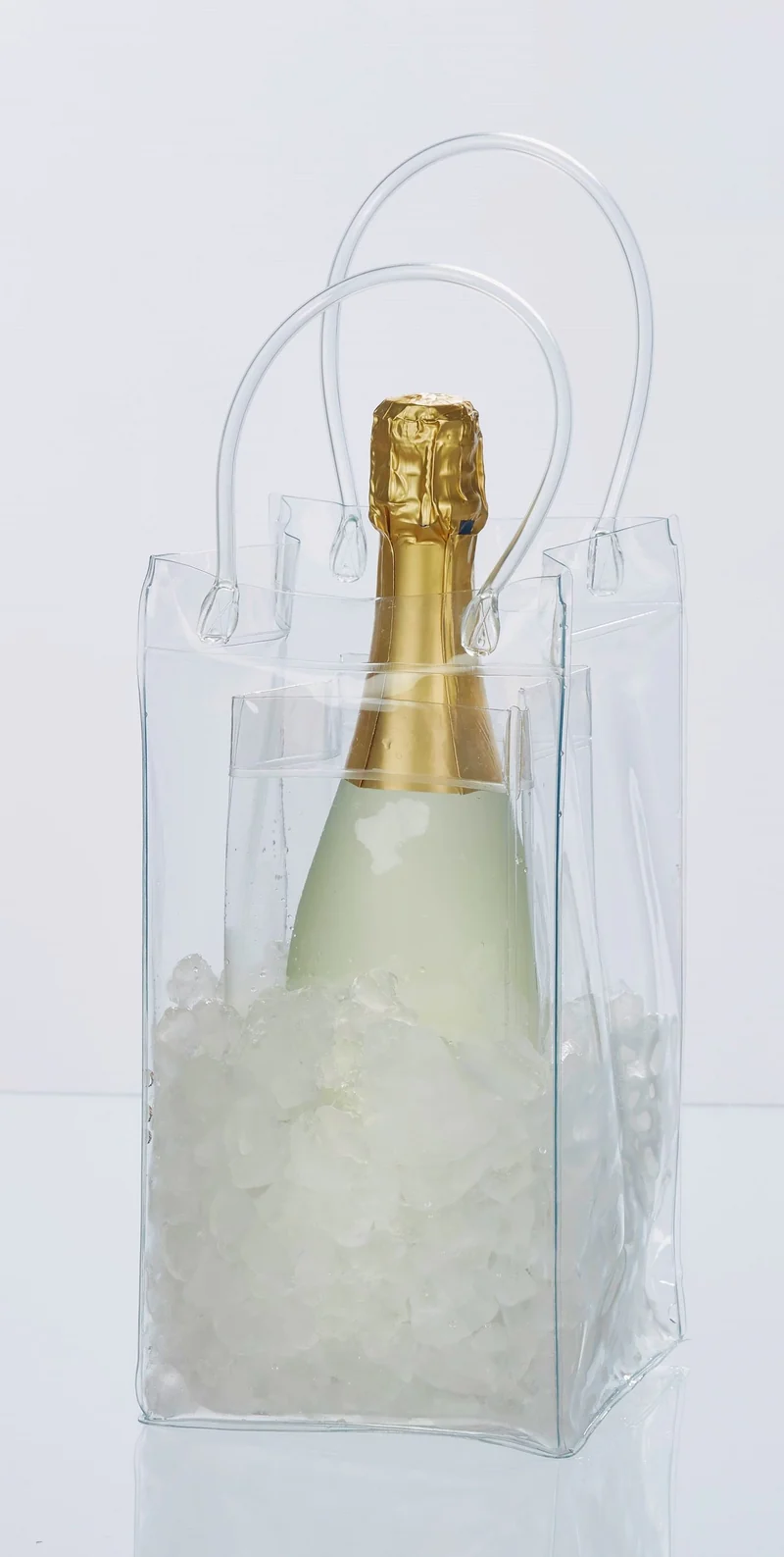 Flaschenkühler Eistasche, Weinkühler, Getränkekühler Garten, Sektkühler, 2er Set, transparent