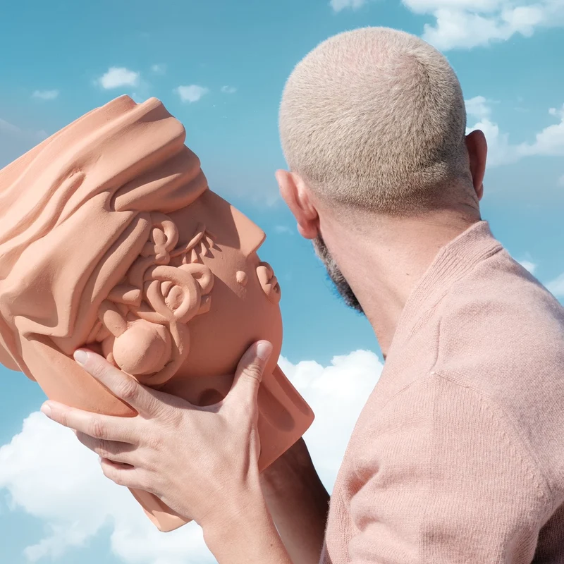 Seletti Magna Graecia Kopf Vase aus Terrakotta – Vase mit Gesicht Mann & Frau